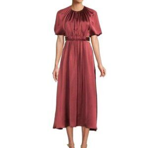 Antonio Melani Troian Cut-Out Crew Neck Short Puffed Sleeve Tie Back Detail Midi